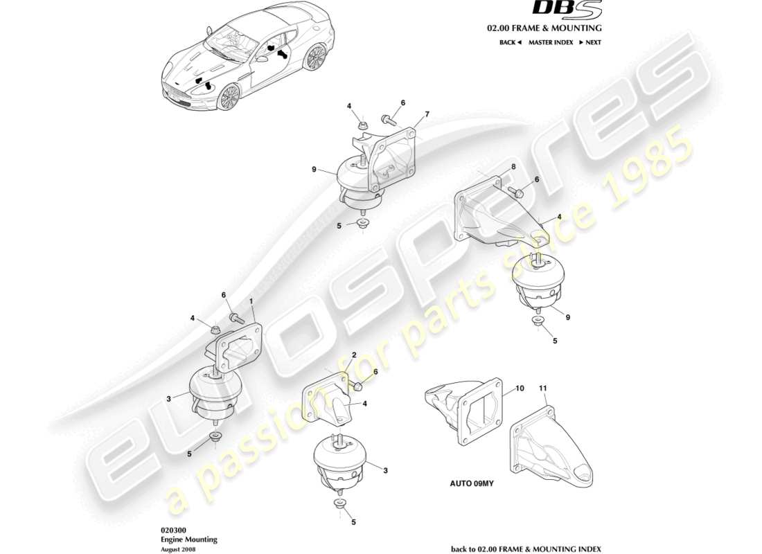 aston martin dbs (2007) engine mountings part diagram