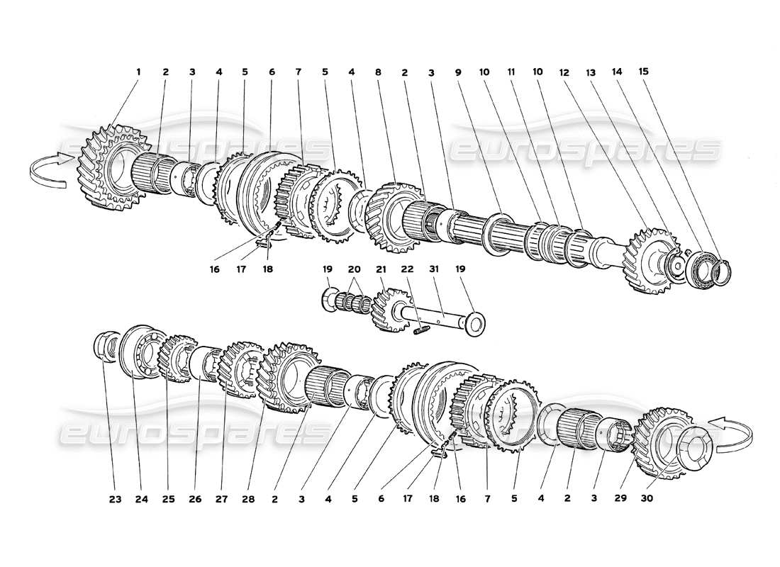 lamborghini diablo sv (1999) driven shaft part diagram