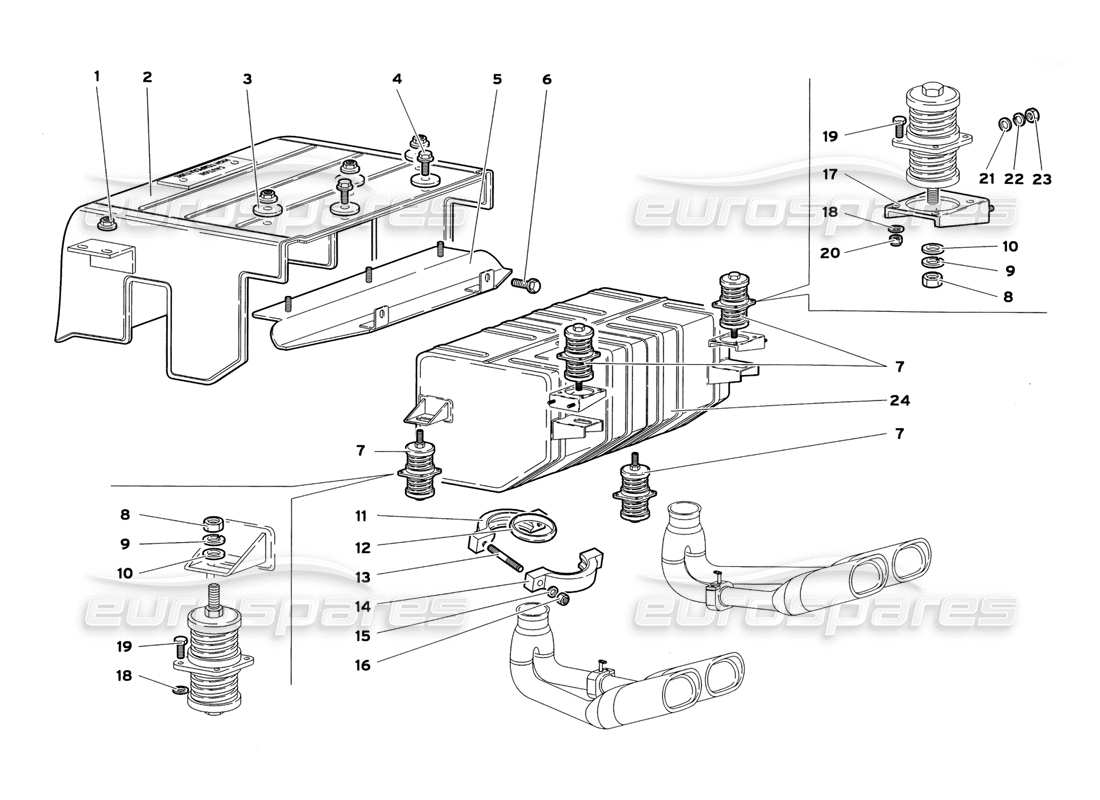 lamborghini diablo sv (1999) exhaust system parts diagram