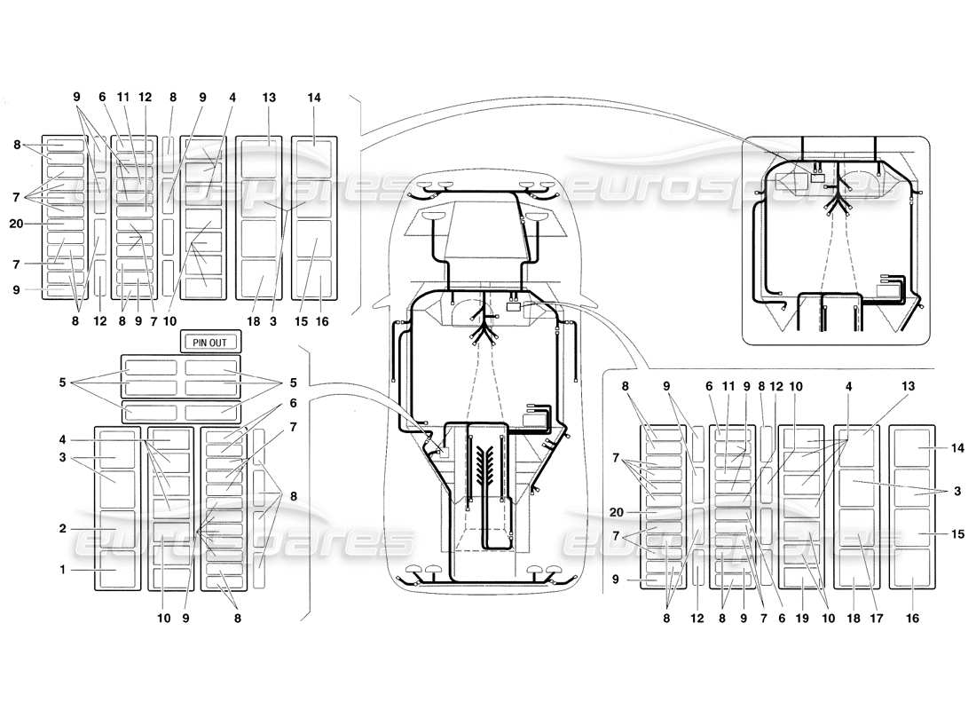 lamborghini diablo sv (1998) electrical system parts diagram