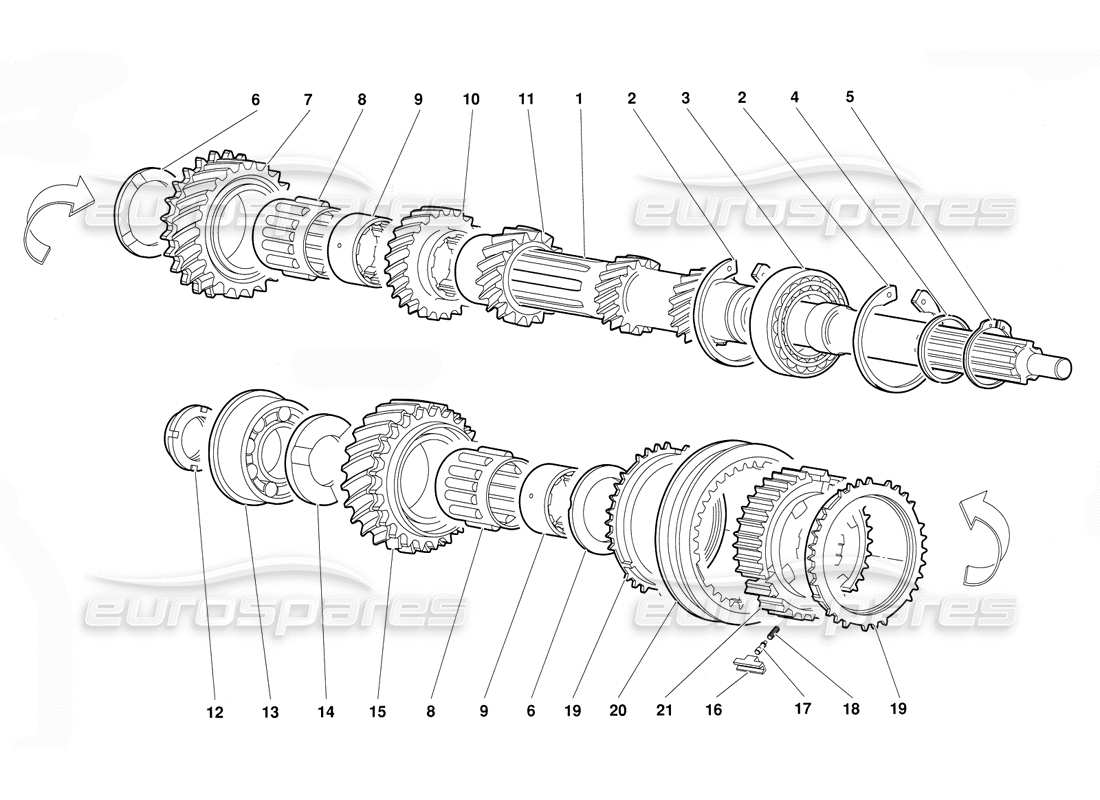 lamborghini diablo (1991) main shaft part diagram