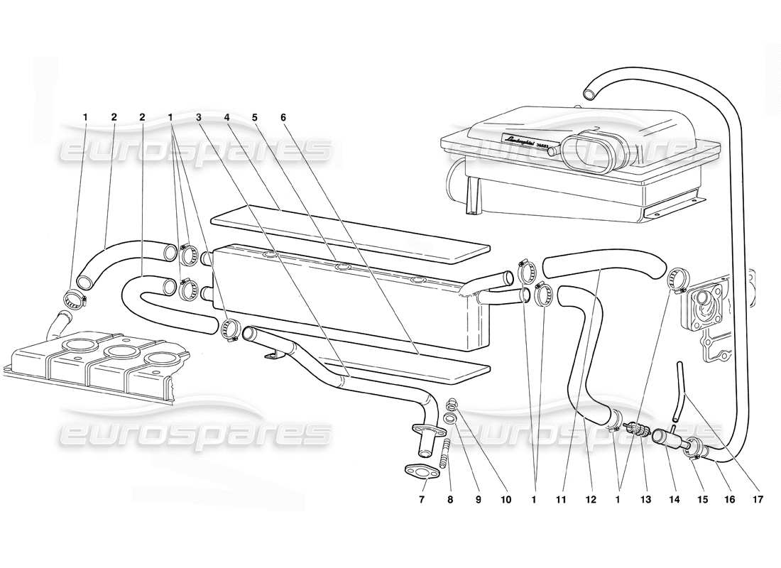 lamborghini diablo (1991) engine oil breathing system part diagram