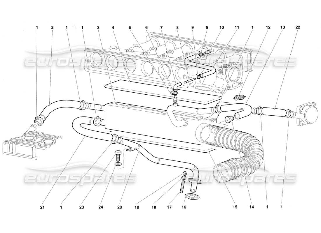 lamborghini diablo sv (1997) engine oil breathing system part diagram