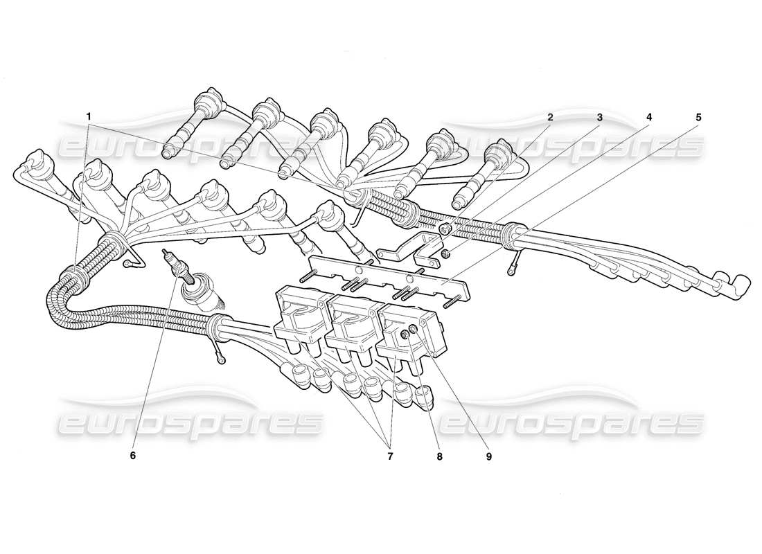 lamborghini diablo sv (1997) engine ignition components part diagram