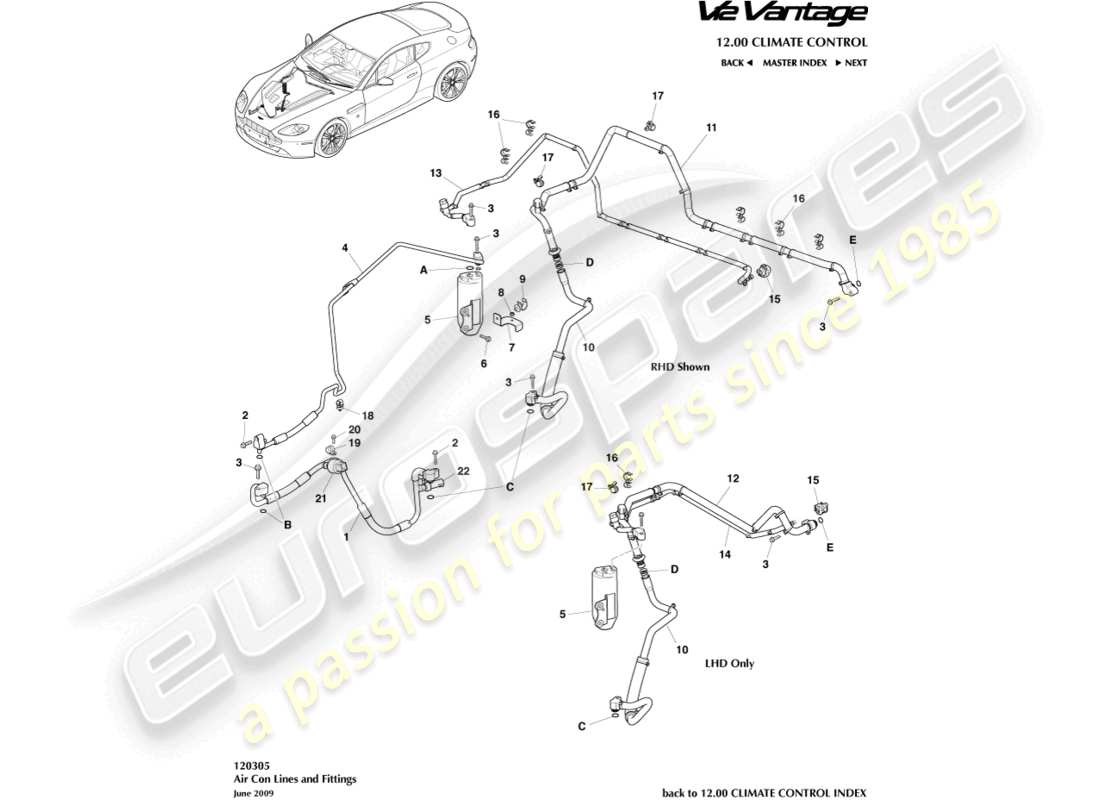 aston martin v12 vantage (2011) air con lines part diagram