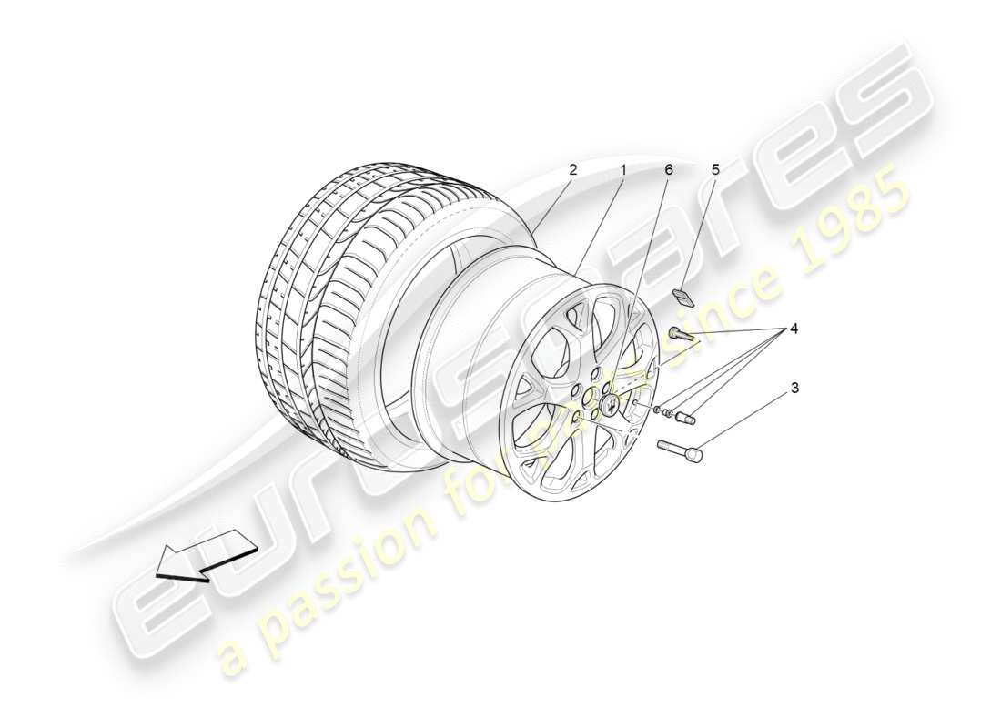 maserati granturismo (2009) wheels and tyres parts diagram