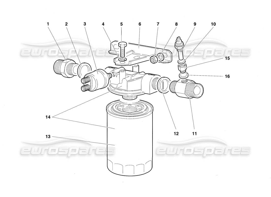 lamborghini diablo sv (1997) engine oil filter and thermostat parts diagram
