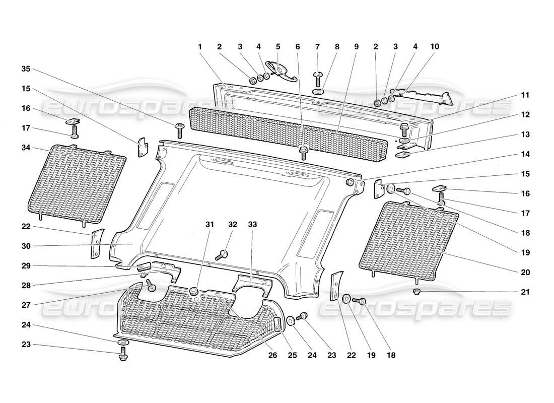 lamborghini diablo sv (1998) rear body elements parts diagram