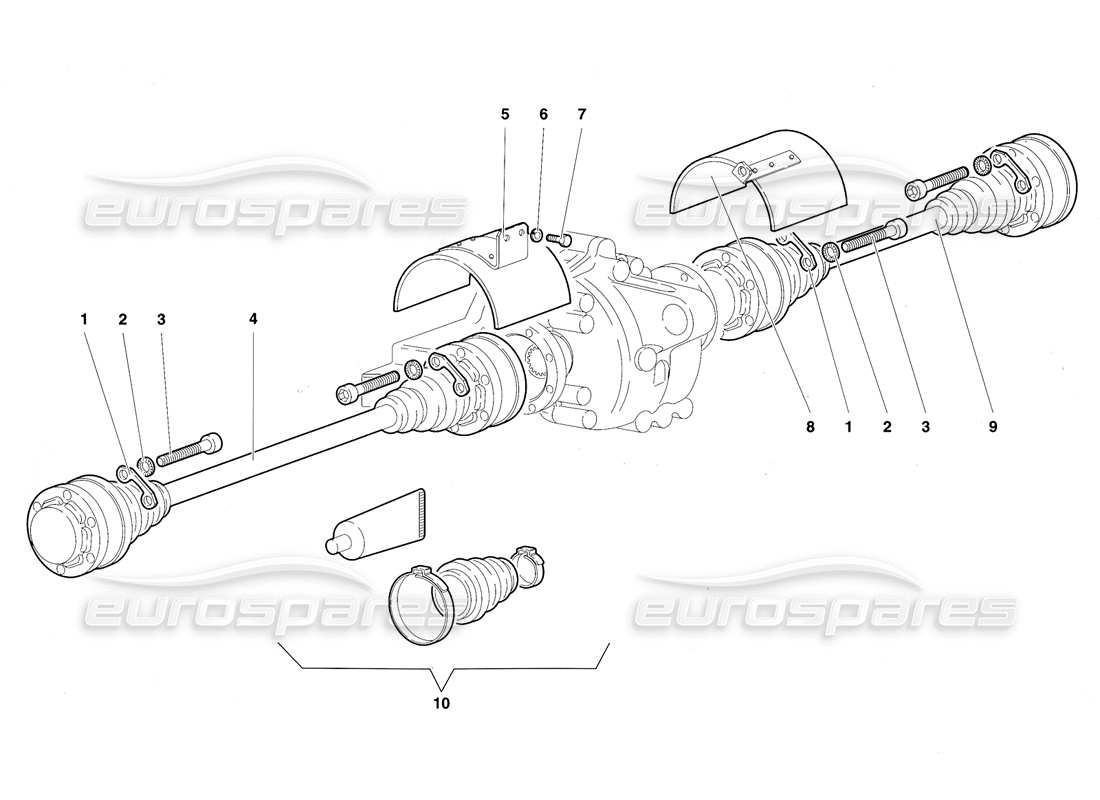 lamborghini diablo sv (1997) driveshafts parts diagram