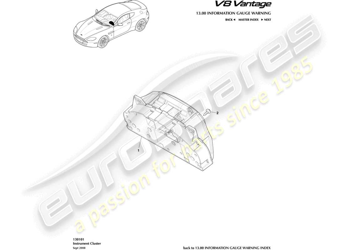 aston martin v8 vantage (2014) instrument cluster part diagram