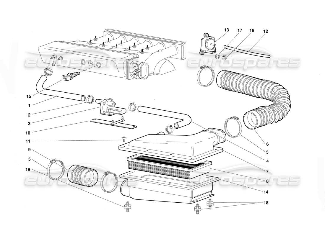 lamborghini diablo (1991) air filters part diagram