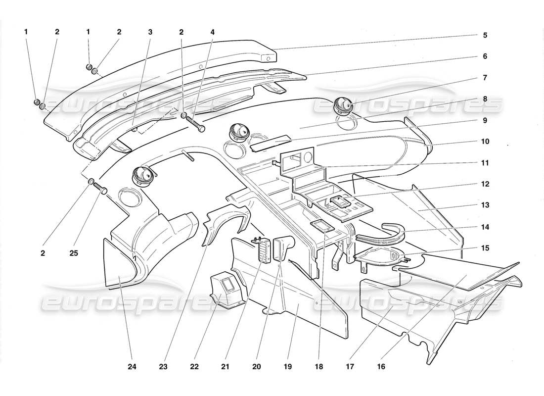 lamborghini diablo roadster (1998) passenger compartment trims part diagram