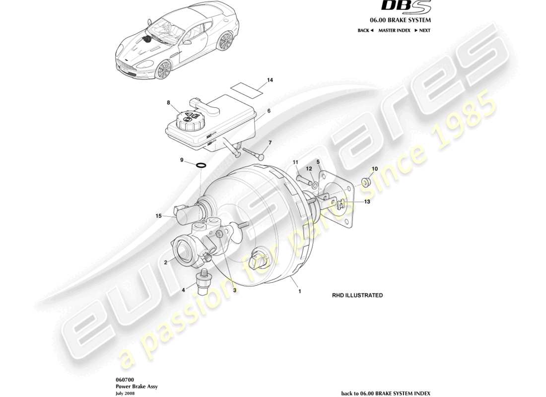 aston martin dbs (2014) power brake assembly part diagram