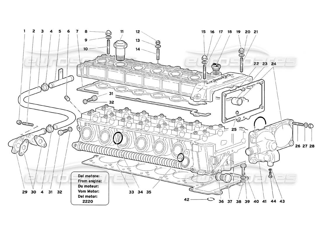 lamborghini diablo sv (1999) accessories for left cylinder head part diagram