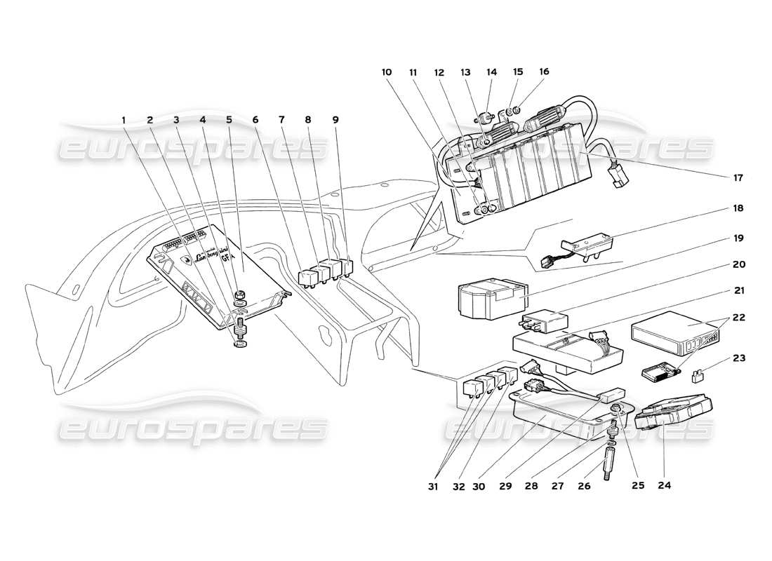 lamborghini diablo sv (1999) electrical system parts diagram