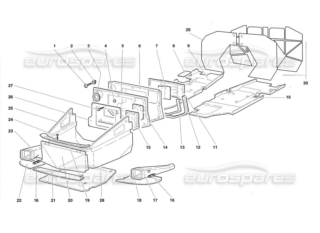 lamborghini diablo roadster (1998) frame floor panels parts diagram