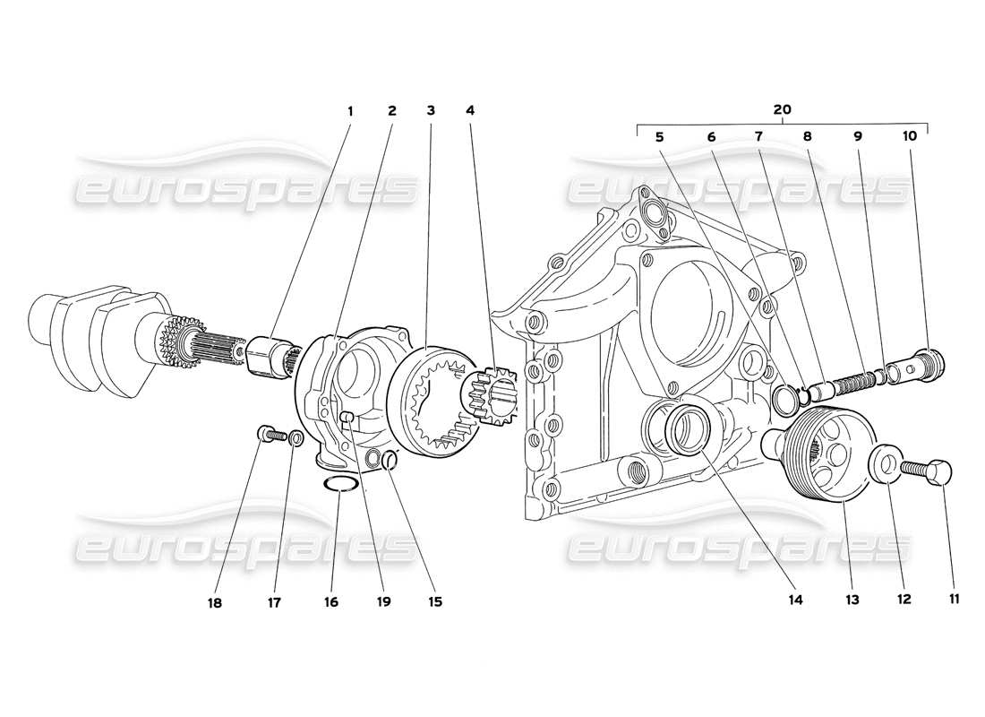 lamborghini diablo sv (1999) engine oil pump parts diagram