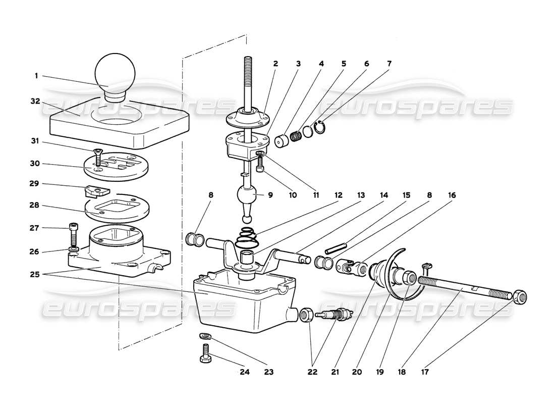 lamborghini diablo 6.0 (2001) gearbox control tower part diagram