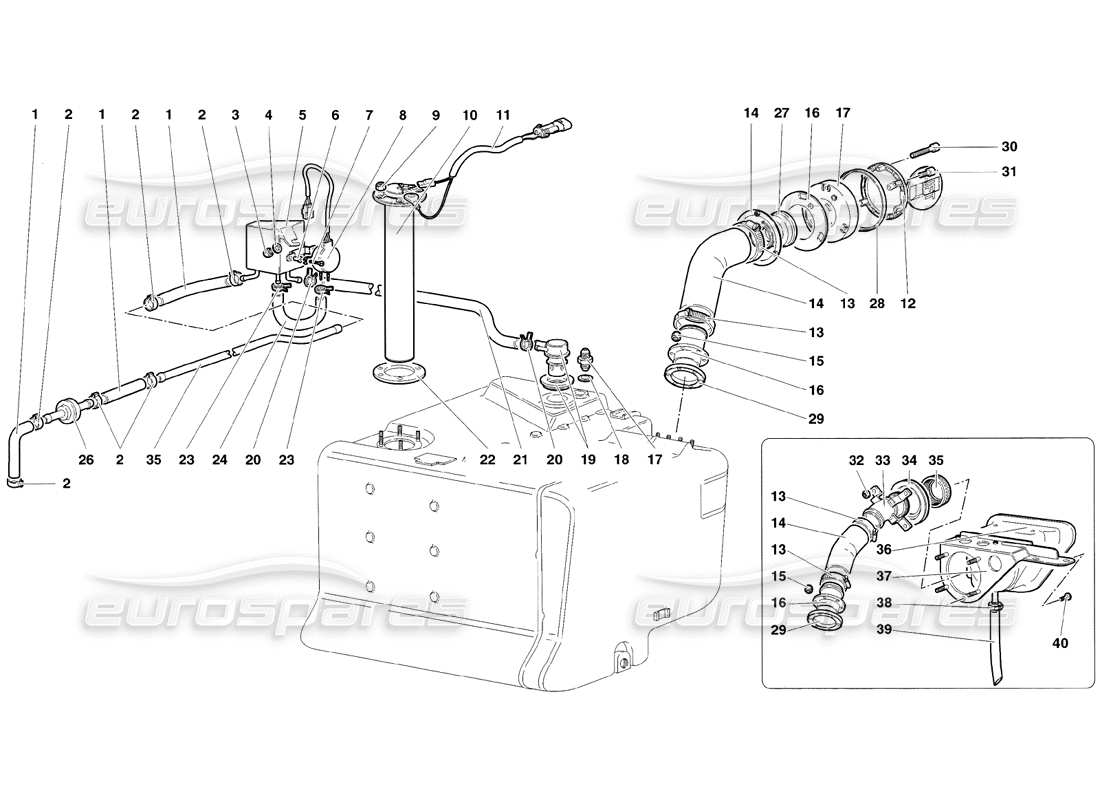 lamborghini diablo sv (1998) fuel system parts diagram