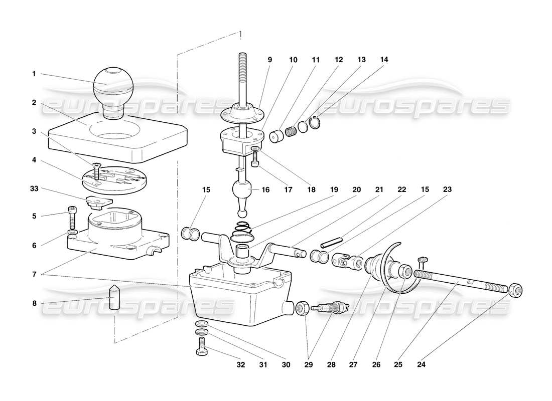 lamborghini diablo sv (1998) gearbox control tower parts diagram