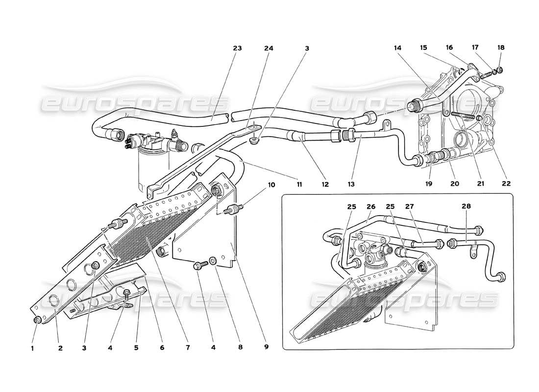 lamborghini diablo sv (1999) engine oil system parts diagram