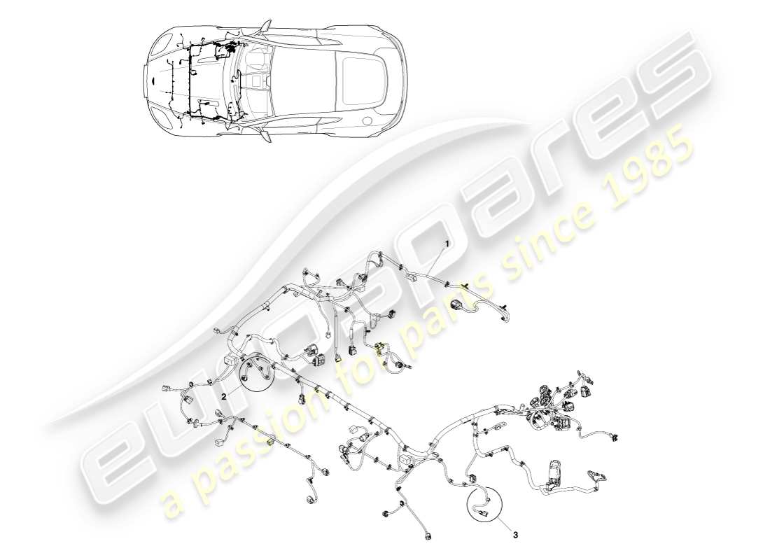 aston martin v8 vantage (2007) engine bay harness part diagram