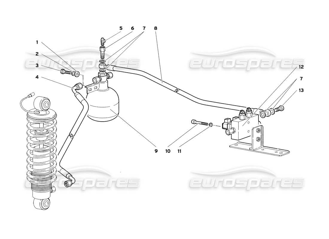 lamborghini diablo sv (1999) liftyng system (valid for vehicles with lifting system) parts diagram