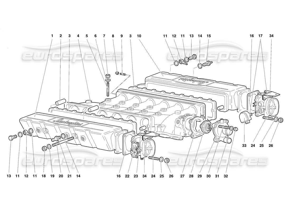 lamborghini diablo sv (1998) intake manifold (valid from engine no. 1889) parts diagram