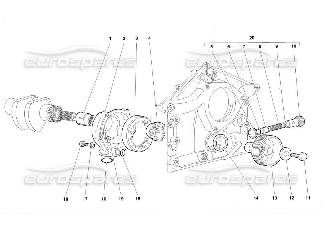 lamborghini diablo roadster (1998) engine oil pump part diagram