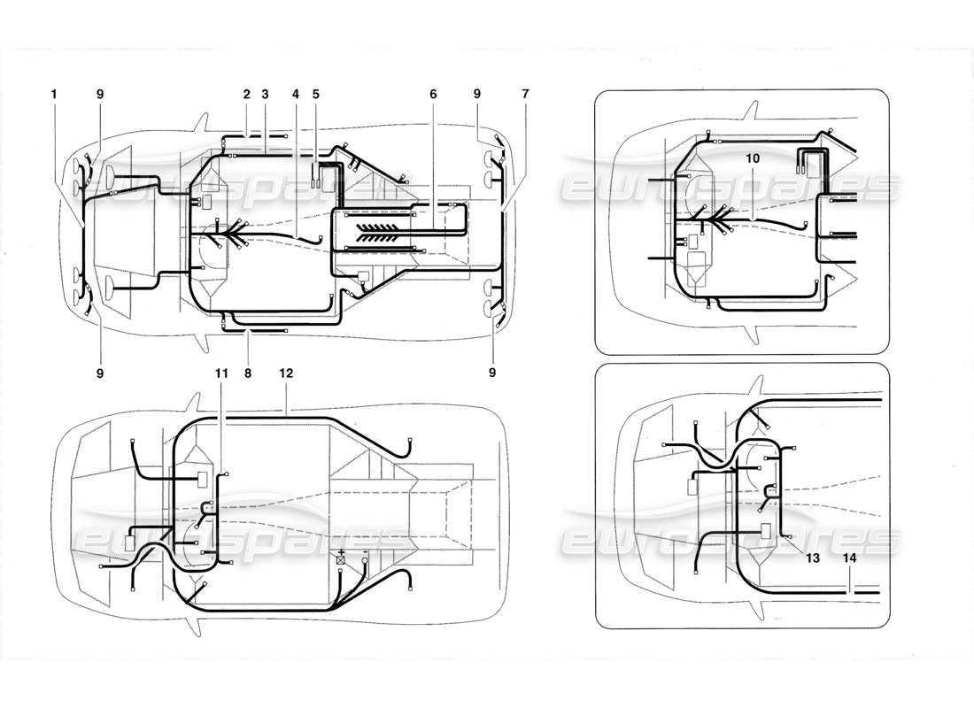 lamborghini diablo roadster (1998) electrical system parts diagram