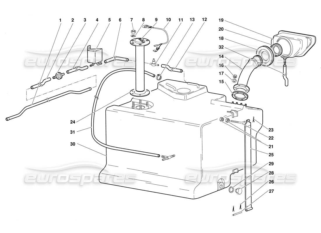 lamborghini diablo (1991) fuel system part diagram