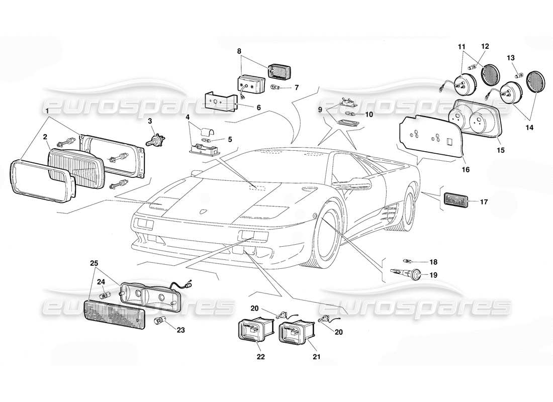 lamborghini diablo (1991) lights part diagram