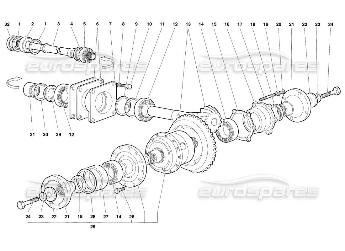 lamborghini diablo sv (1997) differential parts diagram