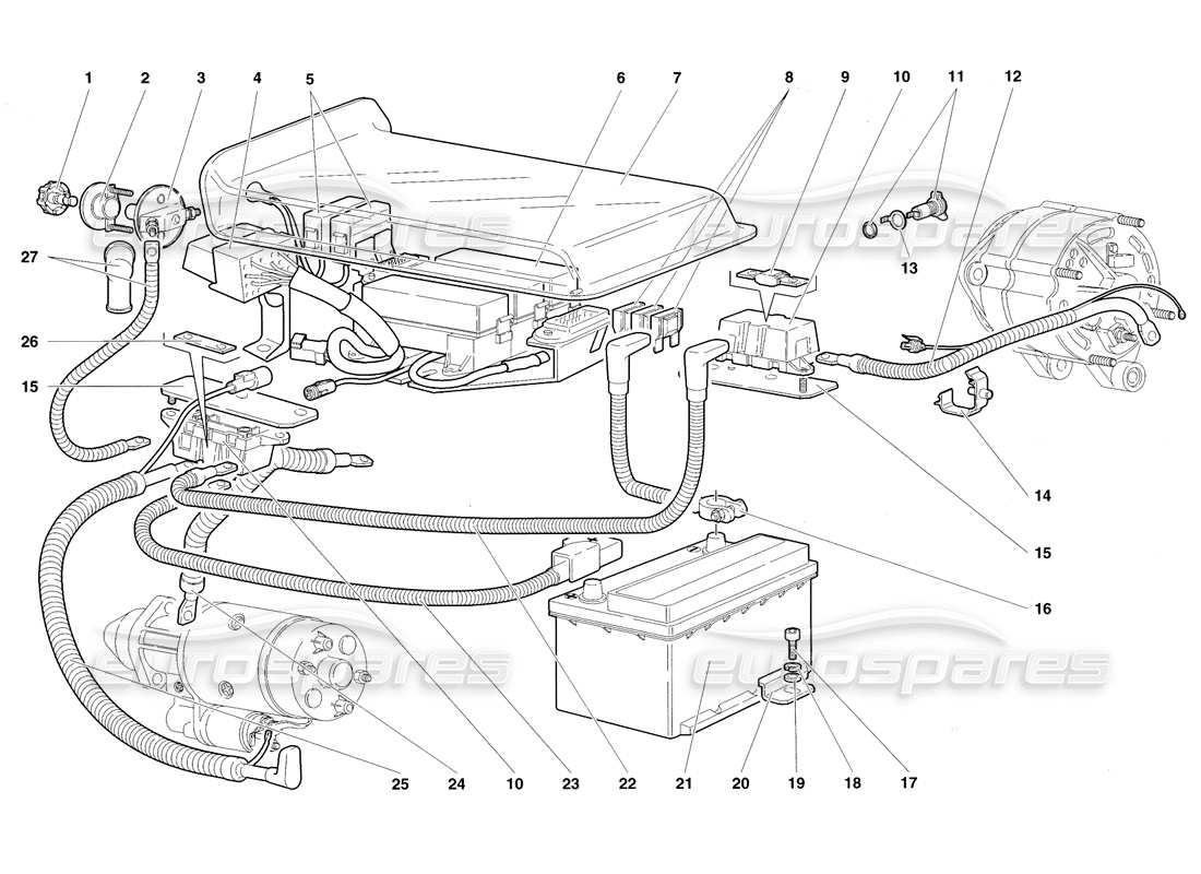 lamborghini diablo roadster (1998) electrical system parts diagram
