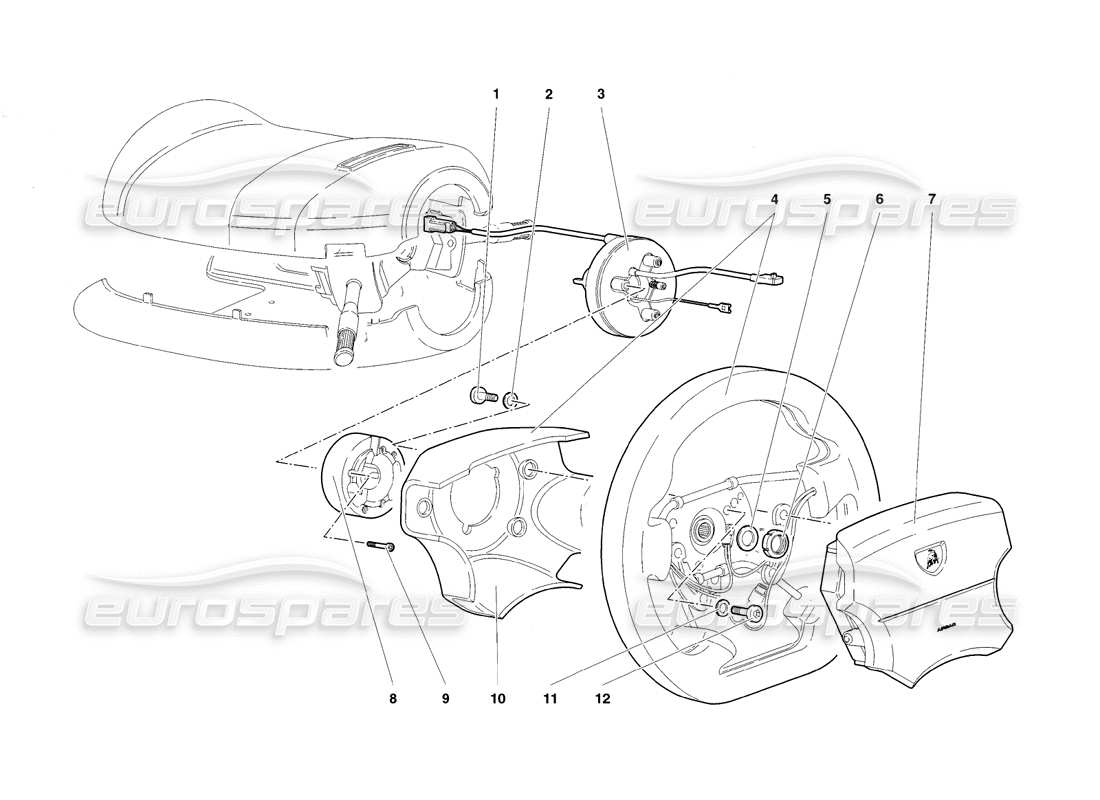 lamborghini diablo sv (1998) steering parts diagram