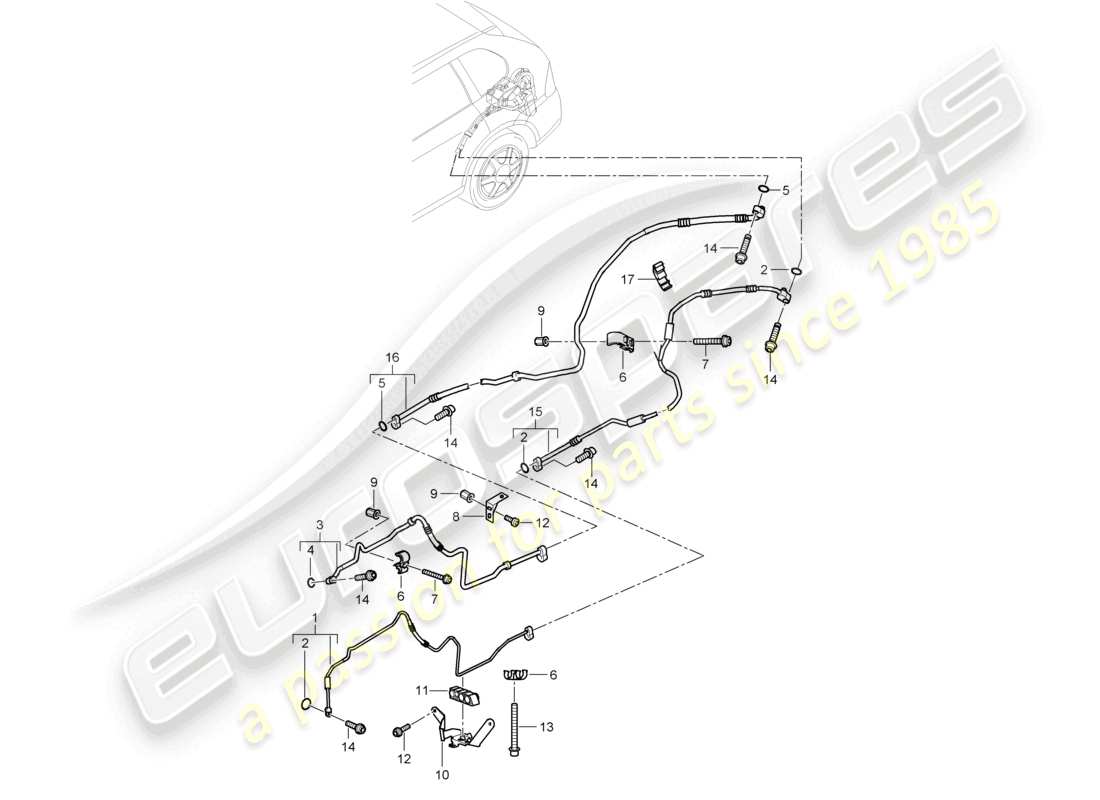 VIEW PARTS DIAGRAMS FROM THE PORSCHE CAYENNE PARTS CATALOGUE a part diagram from the porsche cayenne parts catalogue