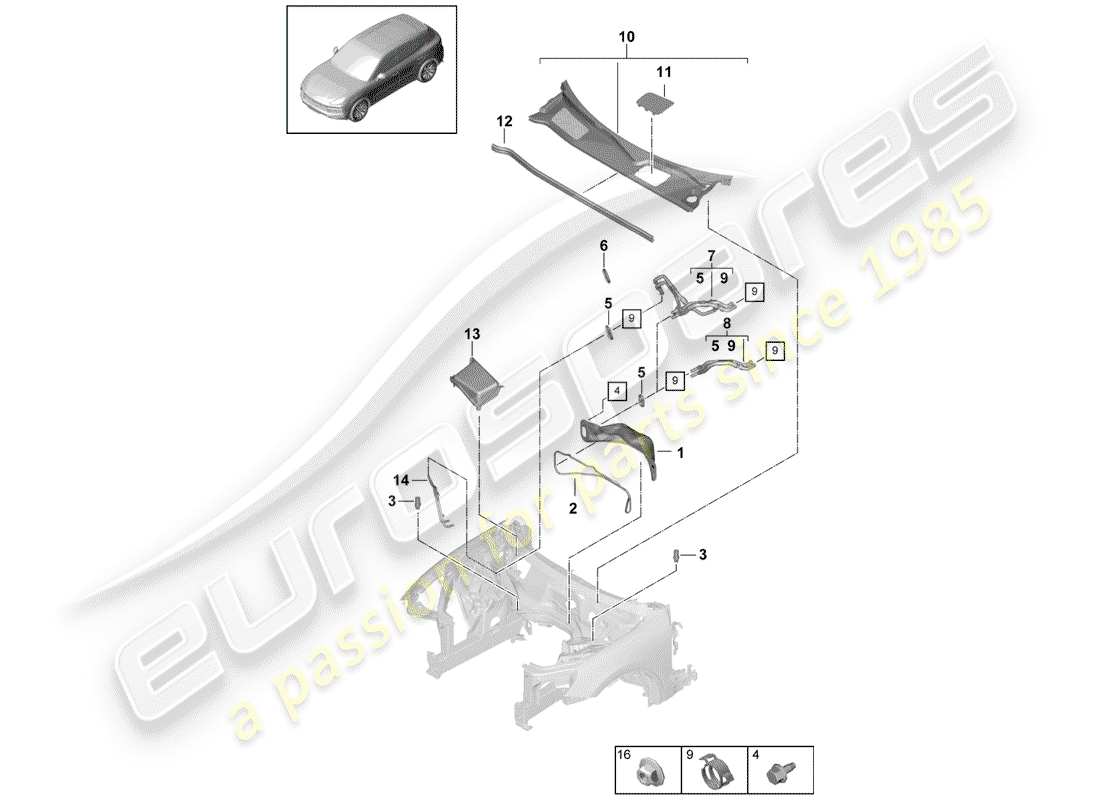 a part diagram from the porsche cayenne parts catalogue