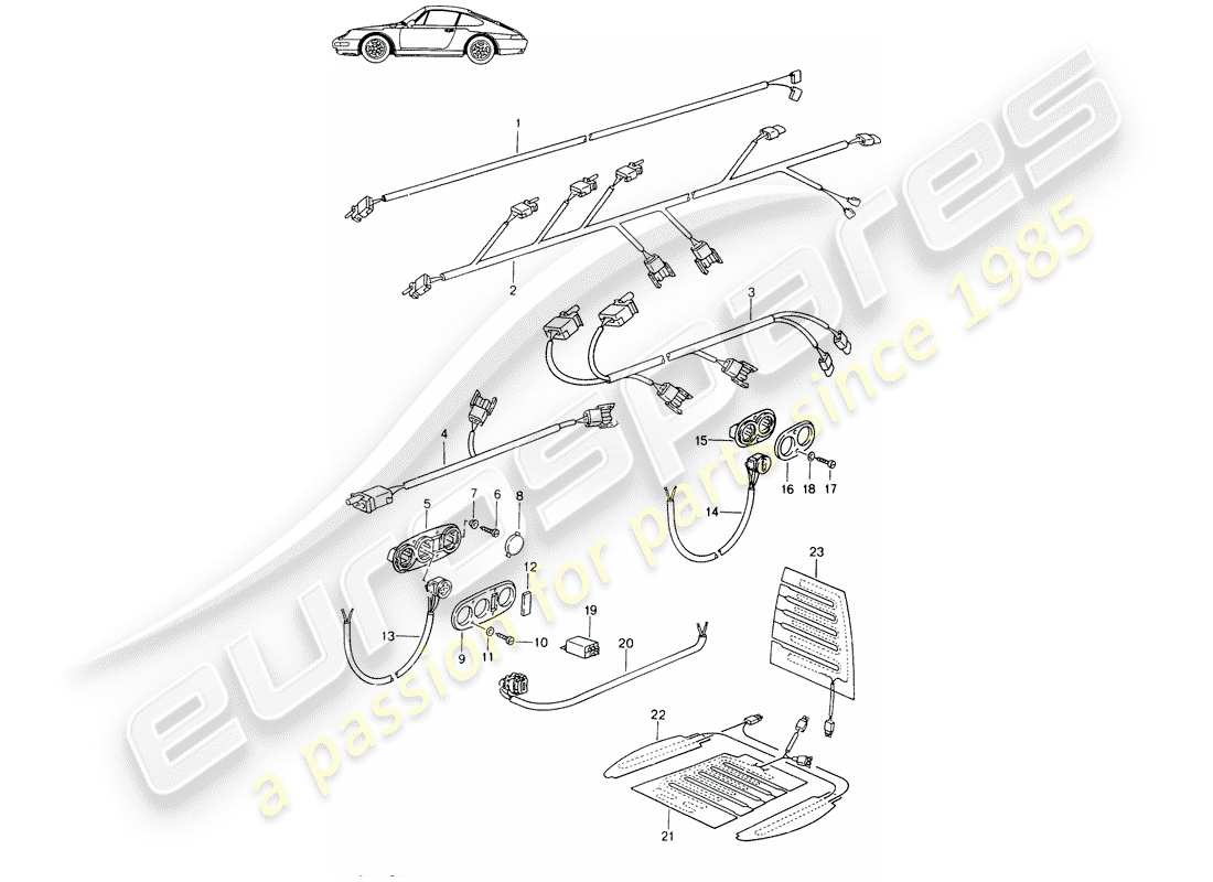 a part diagram from the porsche accessories and tequipment parts catalogue