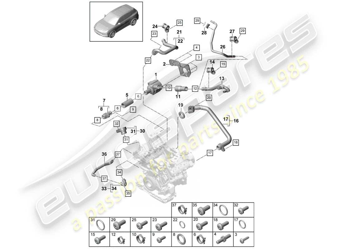 a part diagram from the porsche cayenne parts catalogue