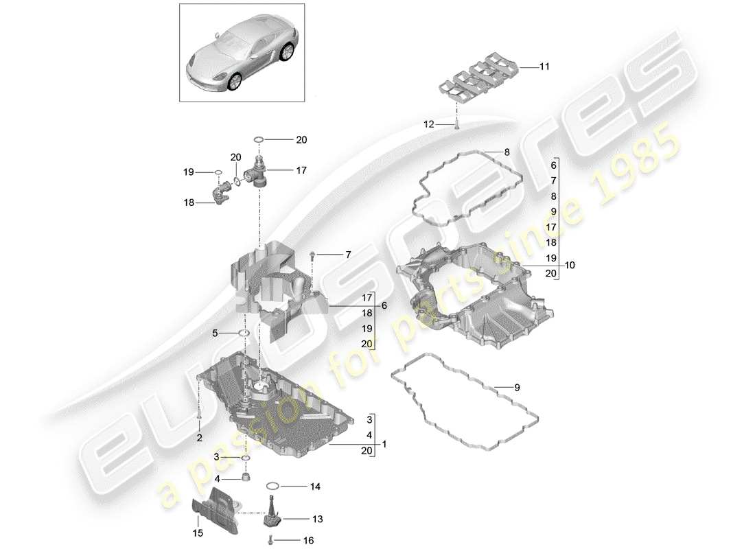 VIEW PARTS DIAGRAMS FROM THE PORSCHE CAYMAN PARTS CATALOGUE a part diagram from the porsche cayman parts catalogue
