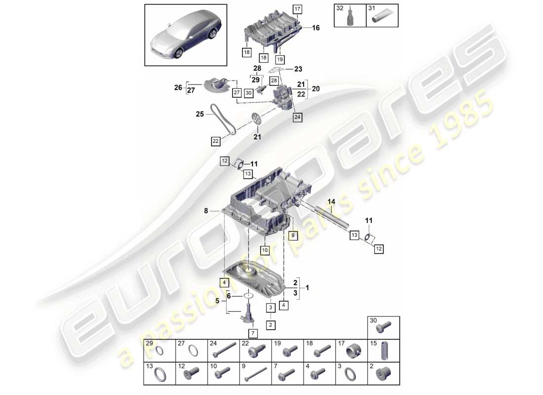 VIEW PARTS DIAGRAMS FROM THE PORSCHE PANAMERA PARTS CATALOGUE a part diagram from the porsche panamera parts catalogue