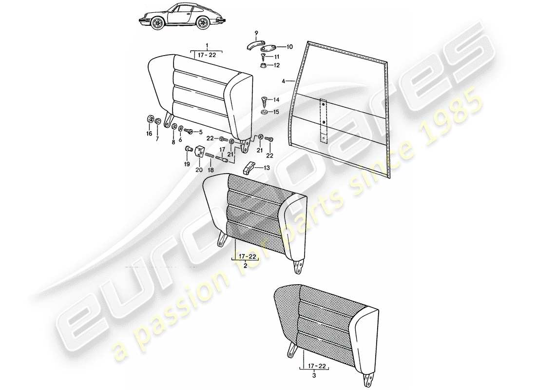 a part diagram from the porsche accessories and tequipment parts catalogue