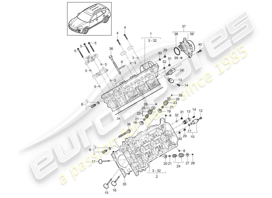 a part diagram from the porsche cayenne parts catalogue