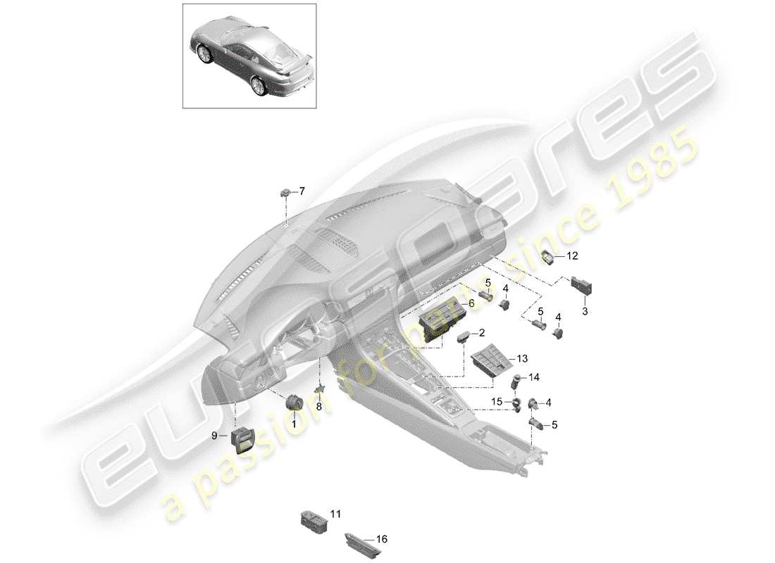 VIEW PARTS DIAGRAMS FROM THE PORSCHE 991 PARTS CATALOGUE a part diagram from the porsche 991 parts catalogue