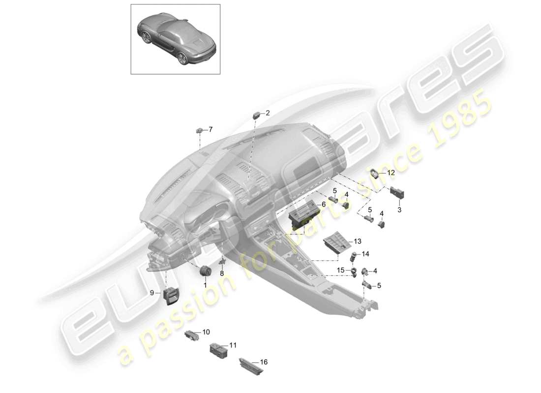 a part diagram from the porsche 2014 (981 boxster) parts catalogue