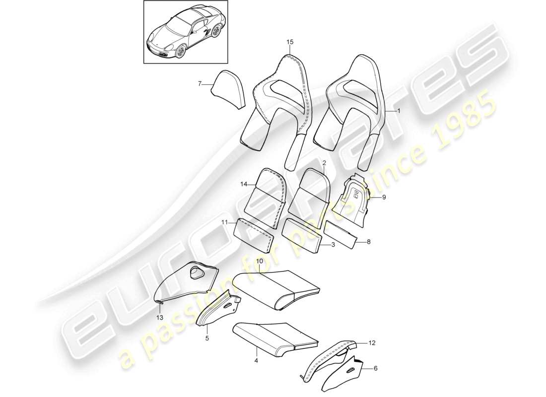 VIEW PARTS DIAGRAMS FROM THE PORSCHE CAYMAN PARTS CATALOGUE a part diagram from the porsche cayman parts catalogue