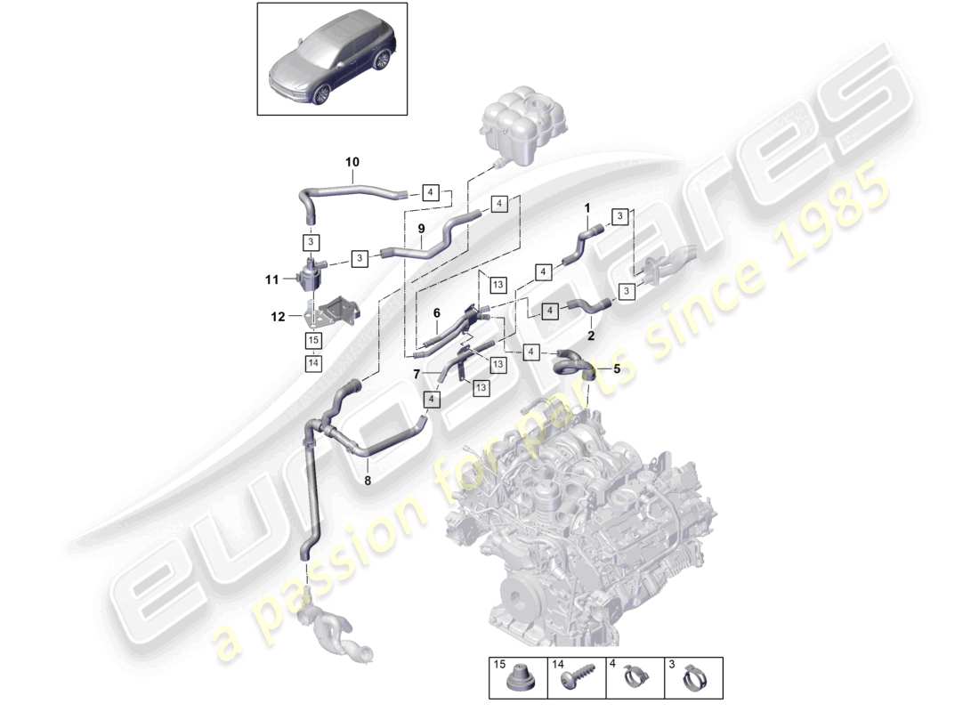 VIEW PARTS DIAGRAMS FROM THE PORSCHE CAYENNE PARTS CATALOGUE a part diagram from the porsche cayenne parts catalogue