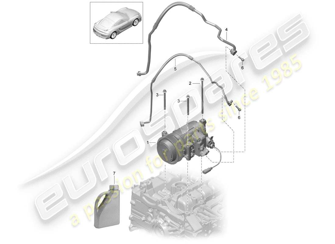 VIEW PARTS DIAGRAMS FROM THE PORSCHE CAYMAN PARTS CATALOGUE a part diagram from the porsche cayman parts catalogue