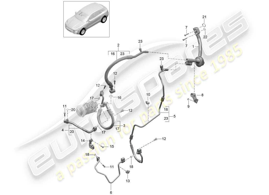 VIEW PARTS DIAGRAMS FROM THE PORSCHE MACAN PARTS CATALOGUE a part diagram from the porsche macan parts catalogue