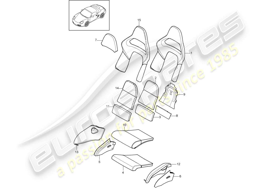VIEW PARTS DIAGRAMS FROM THE PORSCHE BOXSTER PARTS CATALOGUE a part diagram from the porsche boxster parts catalogue